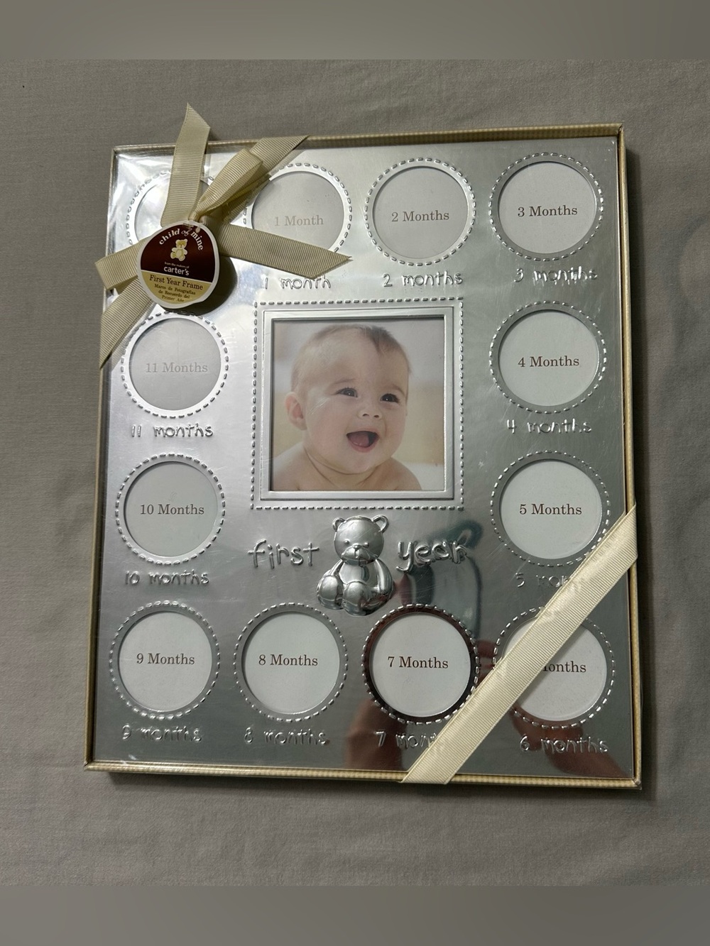 Child of Mine by Carter’s First Year Baby Photo Frame 12 Month Silver Teddy Bear